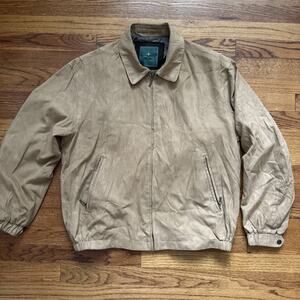 Tom James Brown Jacket Men's L Brown Lined Full Zip Snap Custom Quilt Lined